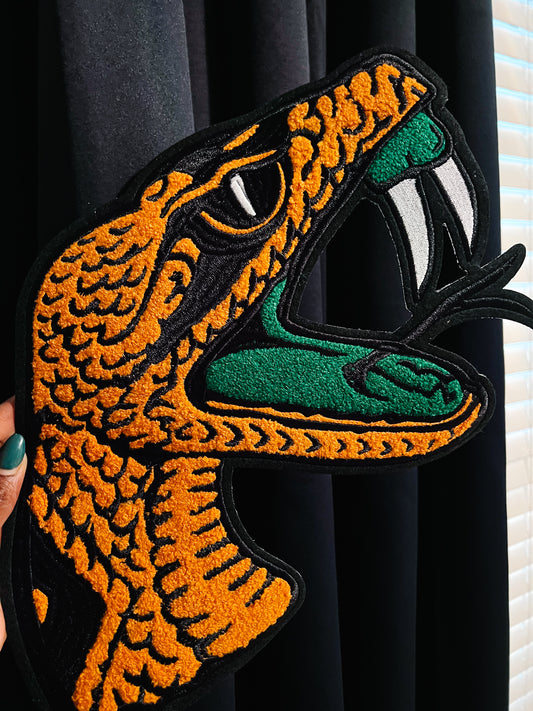 Oversized Rattler Iron-on Patch (Chenille) 10’’x9’’