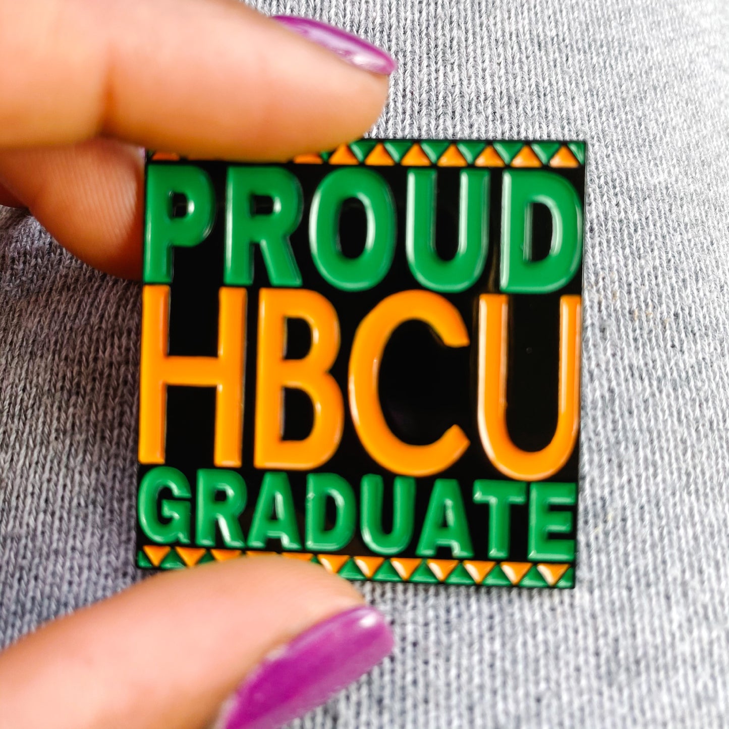 PROUD HBCU Graduate Enamel Pin - Orange & Green