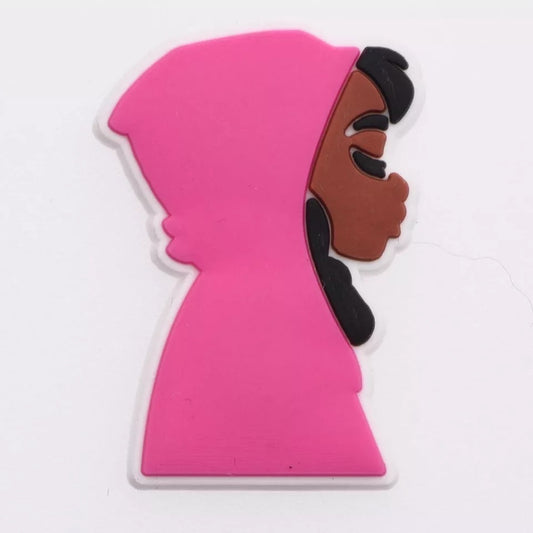 Black Girl with Pink Hoodie Croc Charm